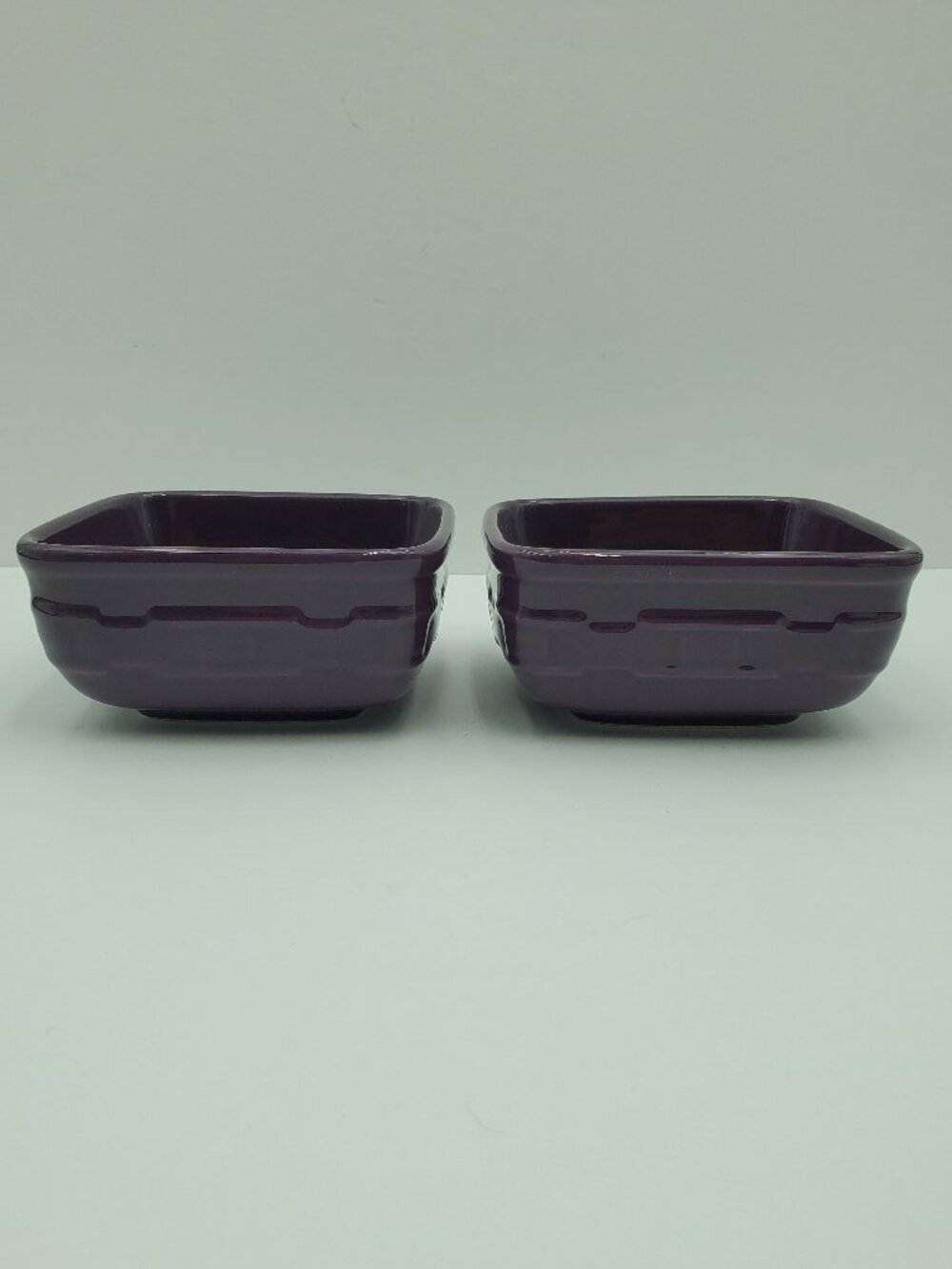 Longaberger Woven Traditions Eggplant Square Soup Bowls Purple Cereal Bowls